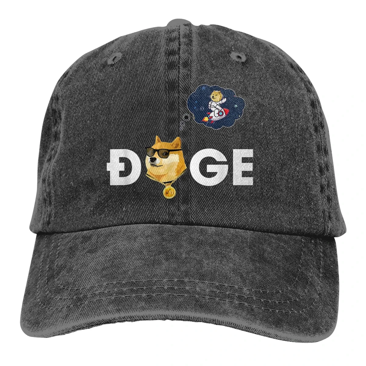 Adjustable Solid Color Baseball Cap Hold To The Moon Funny Crypto Currency  Washed Cotton  Dogecoin  Digital Currency  Woman Hat