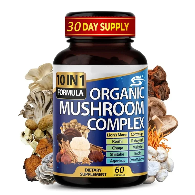 10 In 1 High-strength Mushroom Supplement: Lion Mane, Cordyceps Sinensis,ganoderma Lucidum - Memory And Focused Brain Supplement