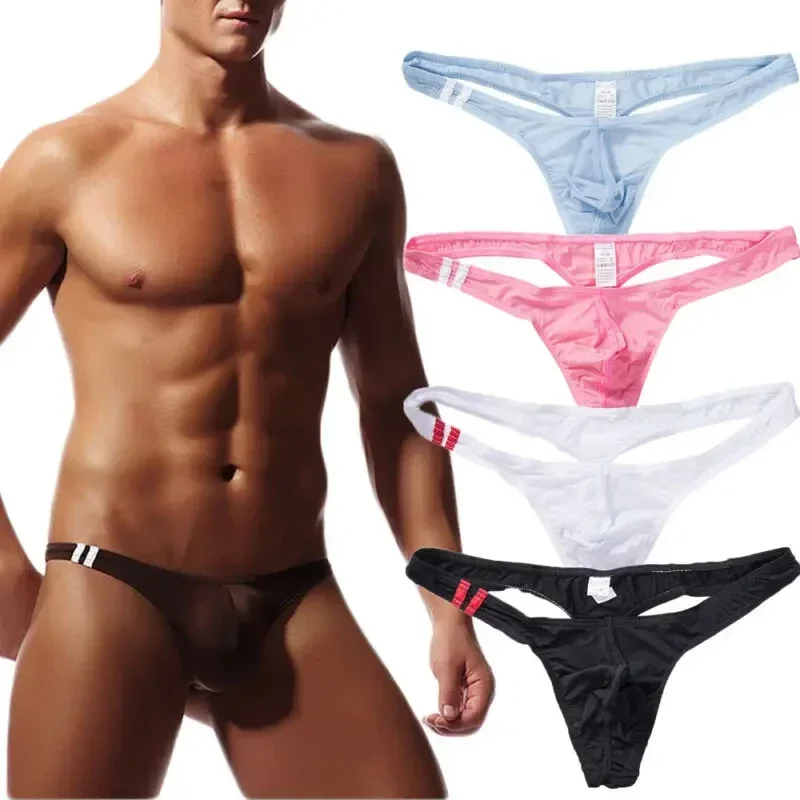 Summer Hot Men's Underwear T Back G String Briefs Sexy Breathable Thong Jockstrap Men Beach Swimming Thong