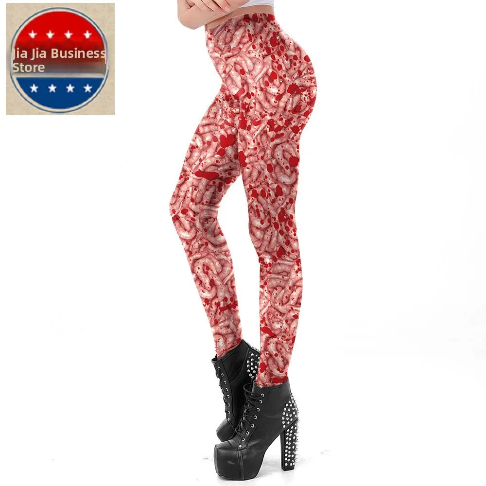 

Цифровая печать ужасов, рейтные человеческие органы, женские уличные парадные узкие базовые брюки, леггинсы на тему Хэллоуина WKDK025