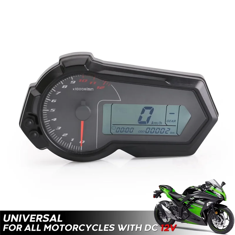 Universal 1200RPM Motorcycle Odometer Tachometer UTV LCD Digital Speedometer Gauge For 2,4 Cylinders N1-6-A02G