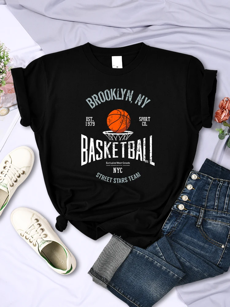 Brooklyn ,Ny Basketball Street Stars Team Tshirt Women Street Soft Short Sleeve Fashion Hip Hop Clothes Oversized T-Shirt Female