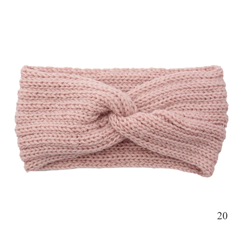 Women Knitted Headband Elastic Twisted Knot Cross Turban Headwrap Autumn Winter Girl\'s Solid Color Hairband Hair Accessories