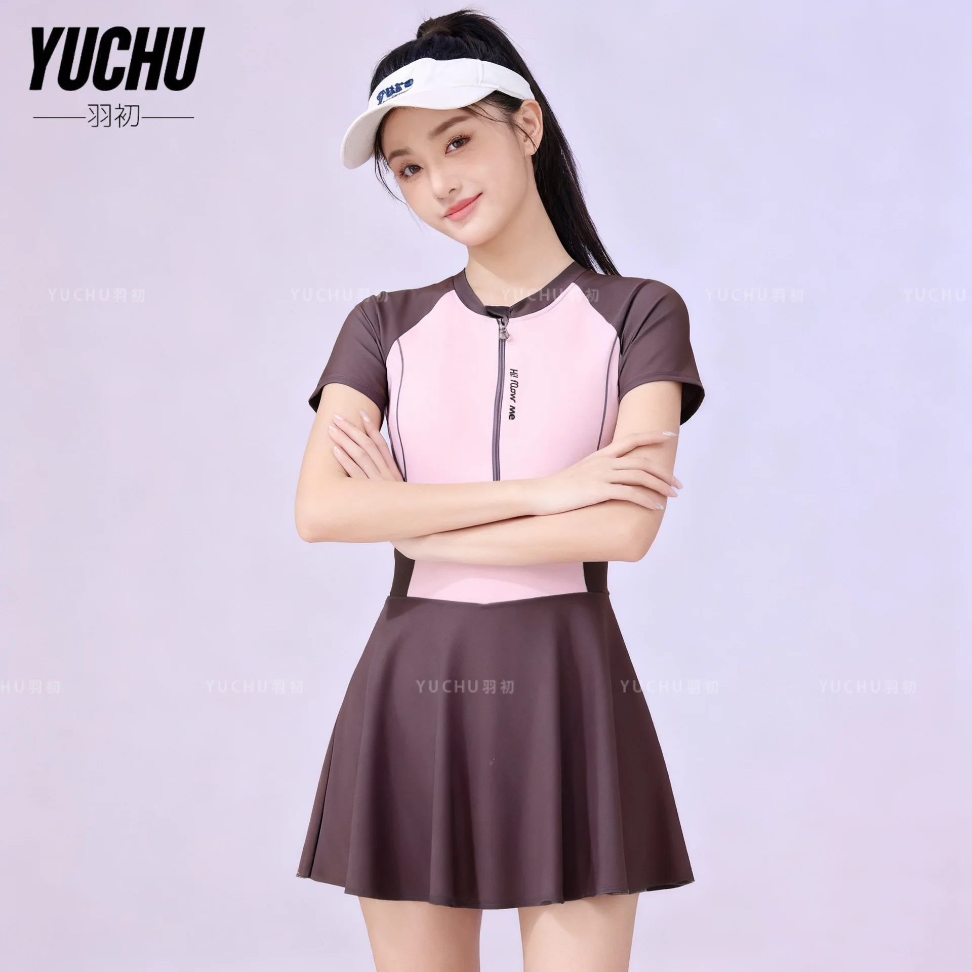 

Женский спортивный скромный слитный купальник с молнией, высокой талией, шортами-бойшортами, утягивающий, больших размеров, для студенток