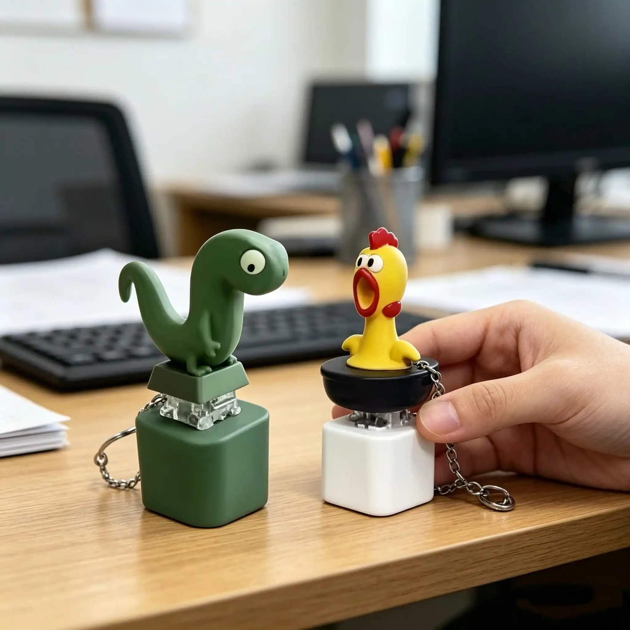 Llavero Creativo con Sonido y Luz de Pícaro, Lagarto y Pollo, con Botón de Presión, para Adultos, Colgante para Bolsa, Juguete Antiestrés