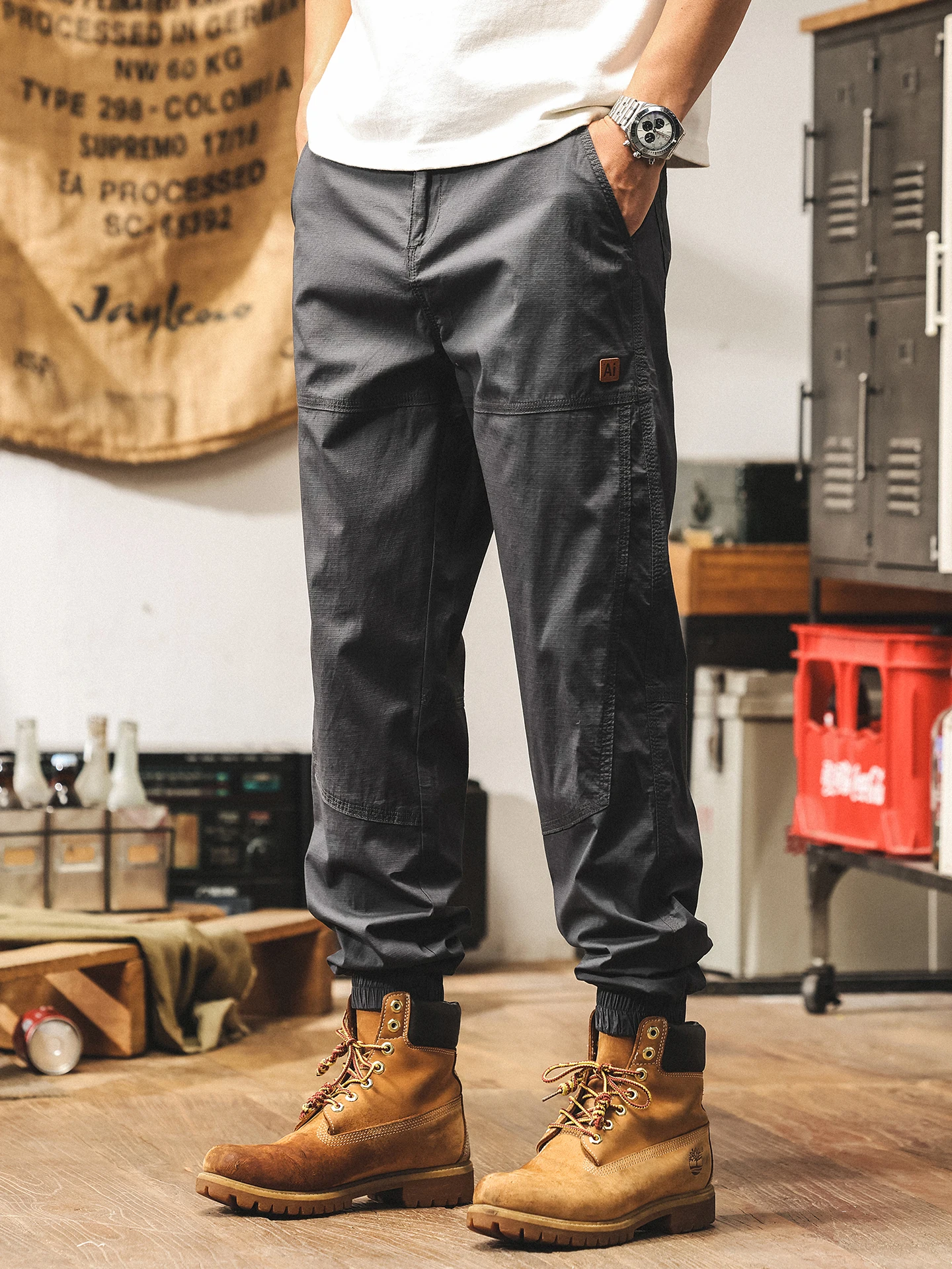 

American Retro Workwear Pants Men's Loose Large Size Casual Trousers Autumn Trendy Brand Cuffed Pants Men's Loose Fit Cargo