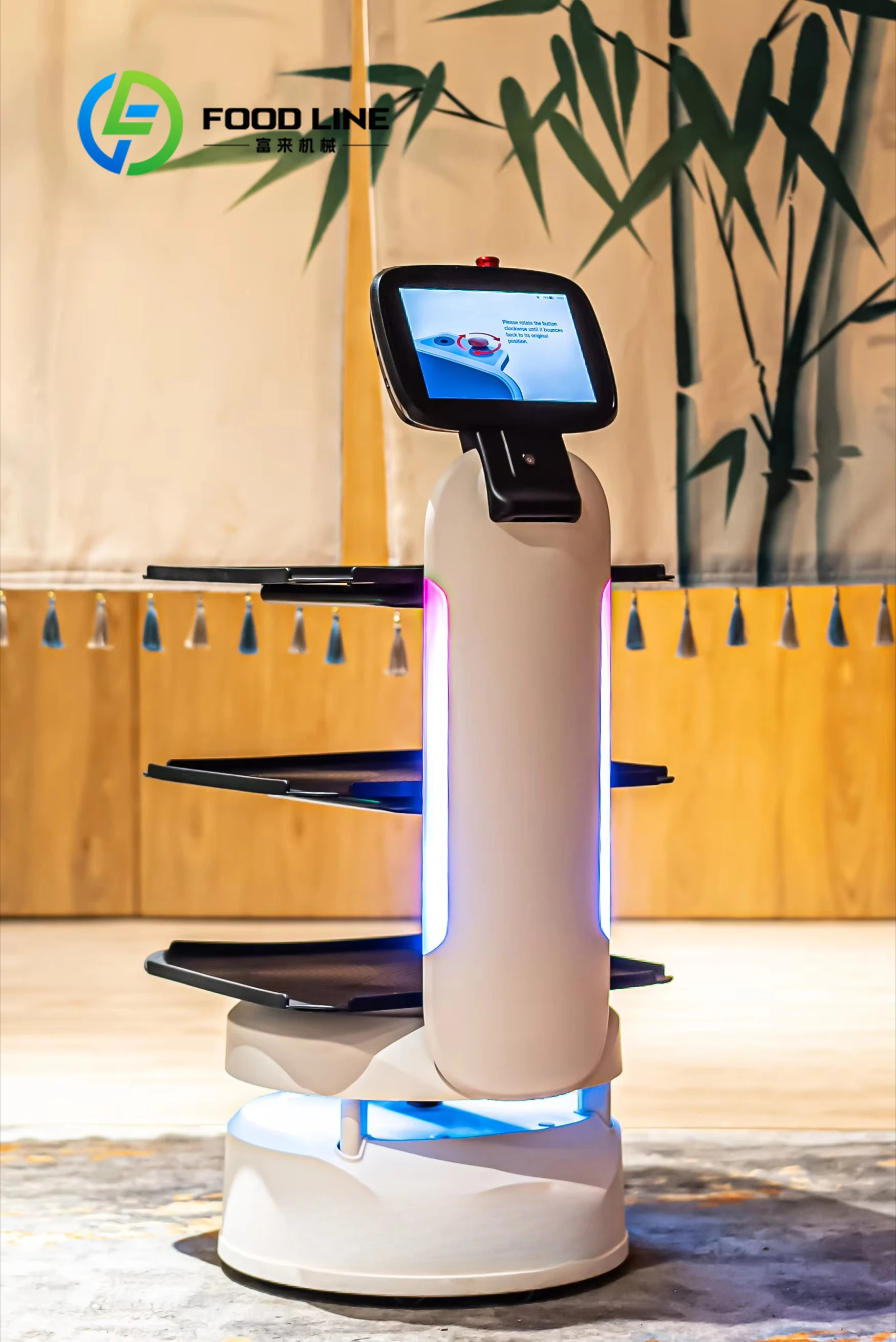 

Smart 3-Tier Food Delivery Robot With RGB Ambient Light Autonomous Waiter Robot For Restaurant Cafe Hotel Catering