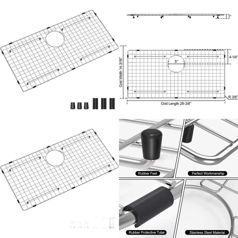 

Rear-Drain Kitchen Sink with 28-3/8 x 14-3/16 Dimensions and 3/8 Radius Protector