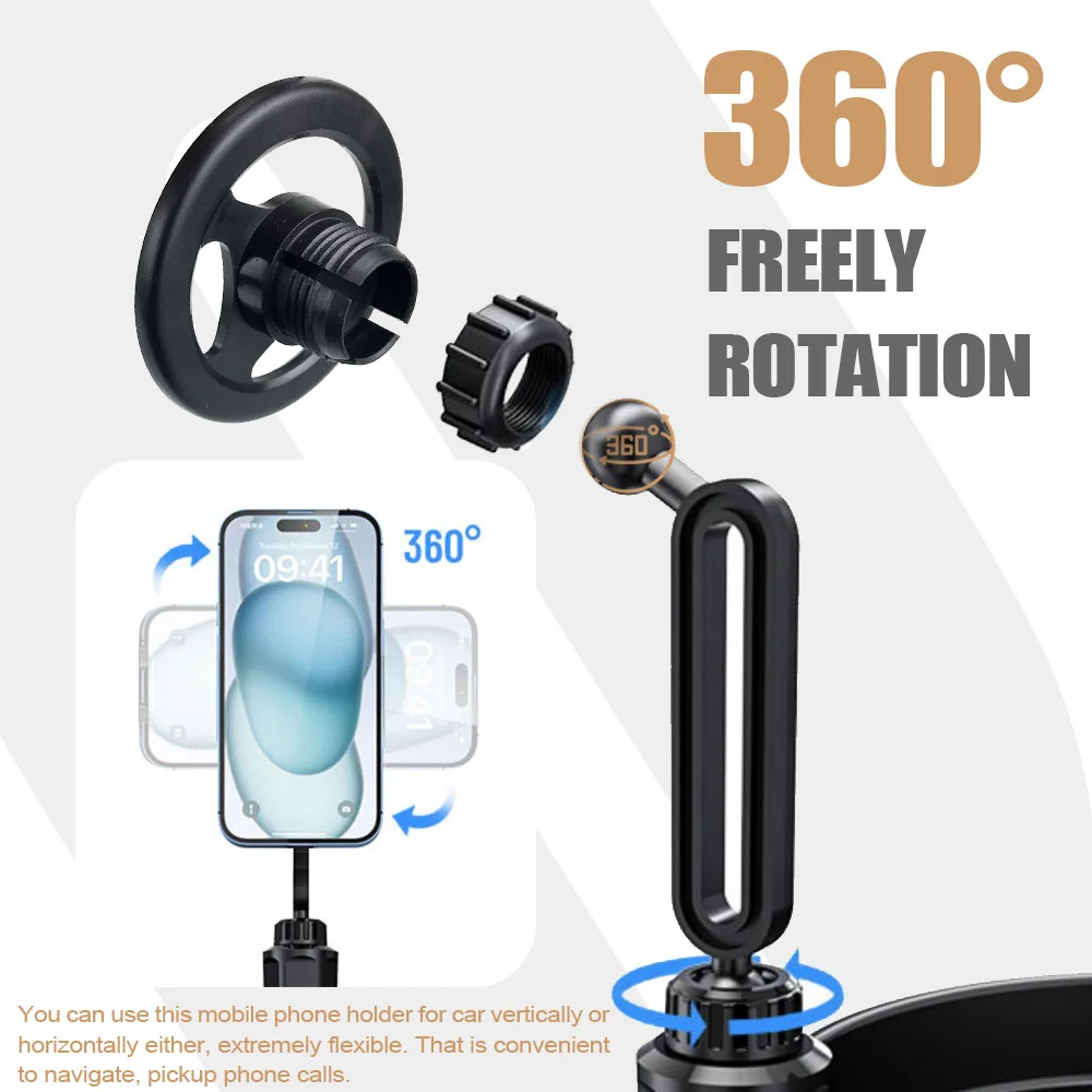 حامل هاتف مغناطيسي 4 في 1 للسيارة مع صينية طاولة وقاعدة قابلة للتعديل 360 درجة وإكسسوارات داخلية للسيارات #3