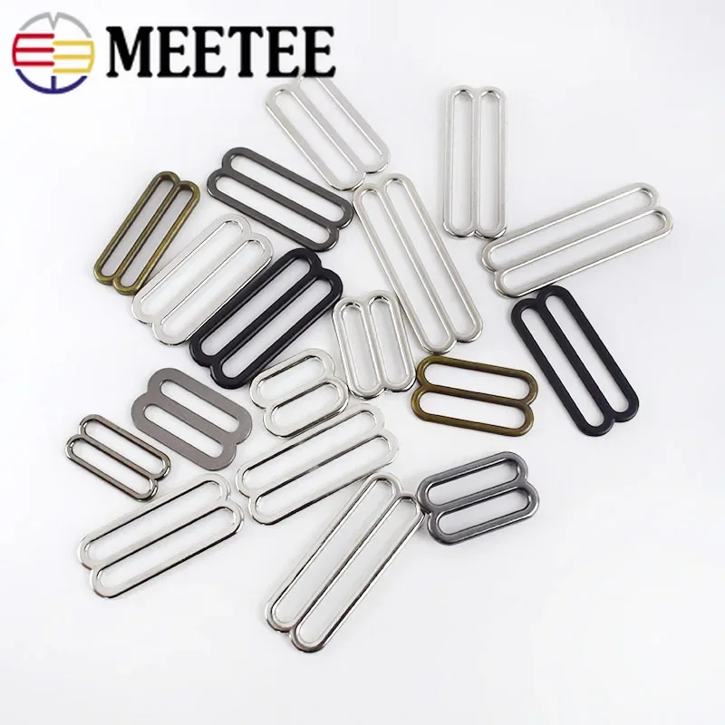 30Pcs 6-50mm Tri-Glide Slider Ring Clasp Metal Buckles for Bag Strap Bra Rings Adjuster Hook DIY Bags Garment Accessories