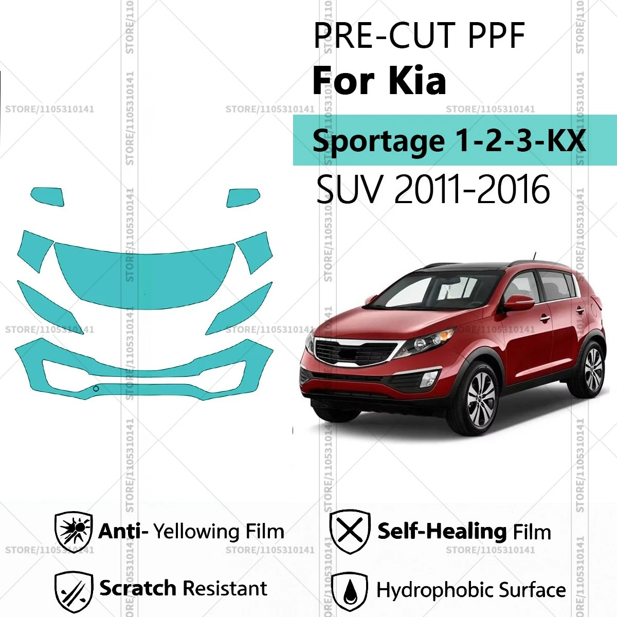 Pre-Cut Paint Protection Film PPF Transparent Car Film Professional Automotive PPF For Kia Sportage 1-2-3-KX SUV 2011-2016