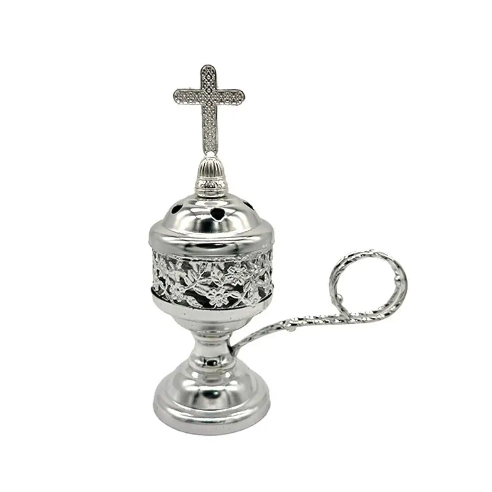 

Vintage Detachable Cross Aromatherapy Furnace Safe Handmade Metal Incense Tray Exquisite Antique Incense Stove Church
