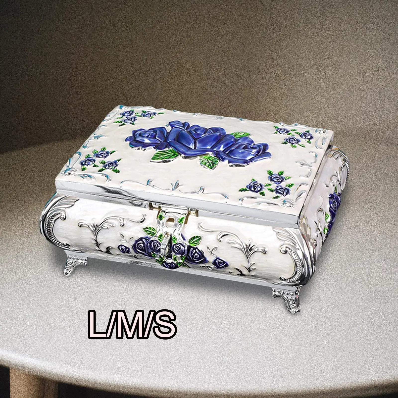 

Женская винтажная металлическая шкатулка для драгоценностей, кольца, серьги, прямоугольный органайзер для безделушек