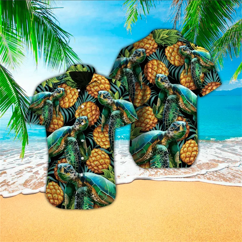 Ananas Obst Hawaii Hemden 3d gedruckt Hemden Männer Mode Blusen lässig Strand Camisas Sommer Männer Berufung Revers Shirt Top