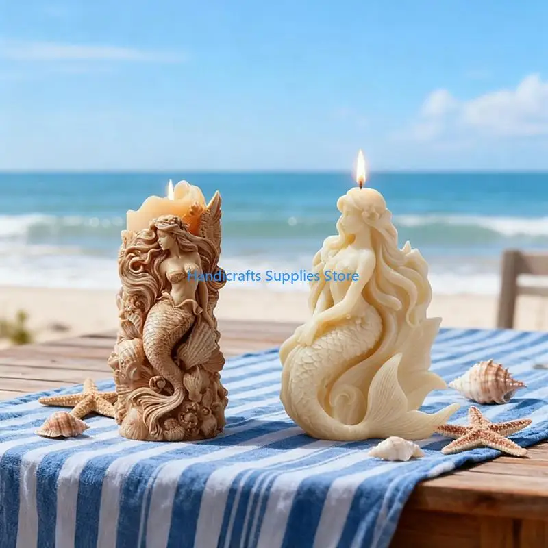 R1WA Magical Sea Maiden Silicone Mold For DIY Crafts Easy Demold Reusable For Candle Soap Chocolate Making