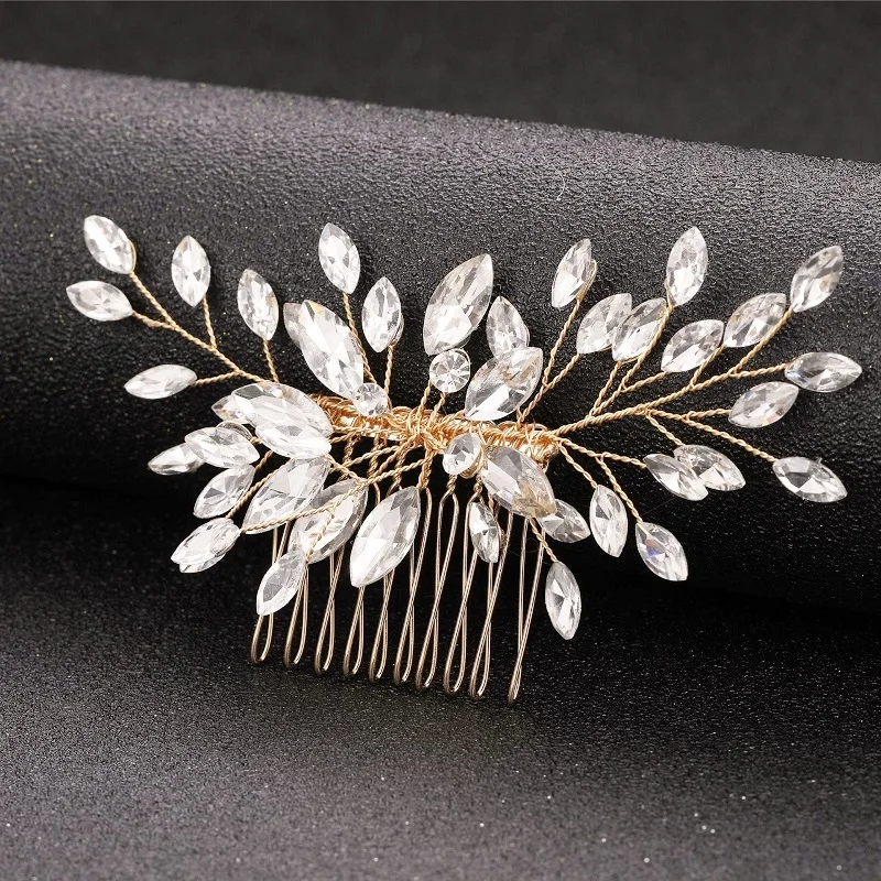 Korean Style Bridal Hair Accessories Silver Rhinestone Tiara Comb Handwork Combs Women Hair Jewelry Wedding