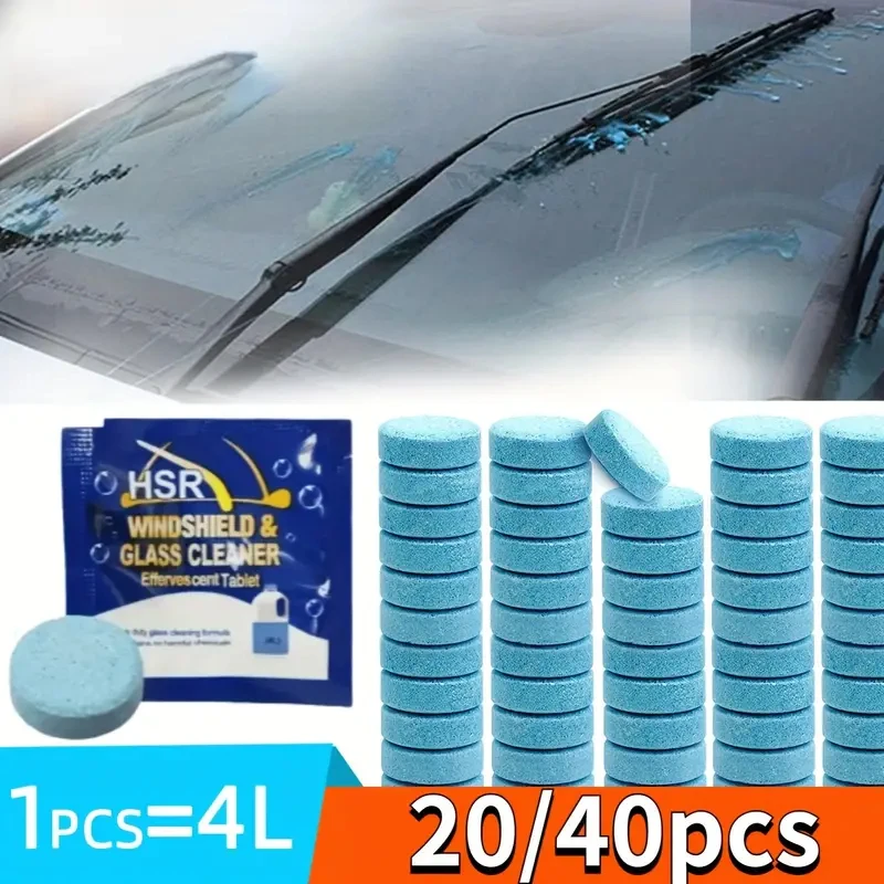 Tableta efervescente para limpiaparabrisas de coche, limpiador sólido de vidrio, tabletas concentradas, detergente, 20/40 piezas