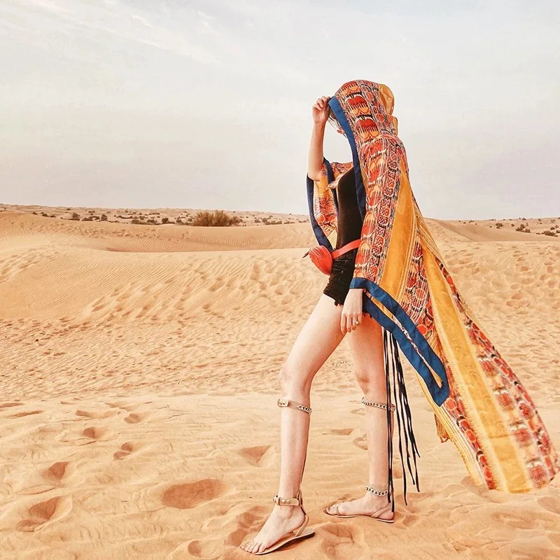 Национальная прозрачная накидка для бикини, женская пляжная накидка, кружевное летнее женское классическое платье в стиле бохо, праздничная пляжная одежда с капюшоном для путешествий