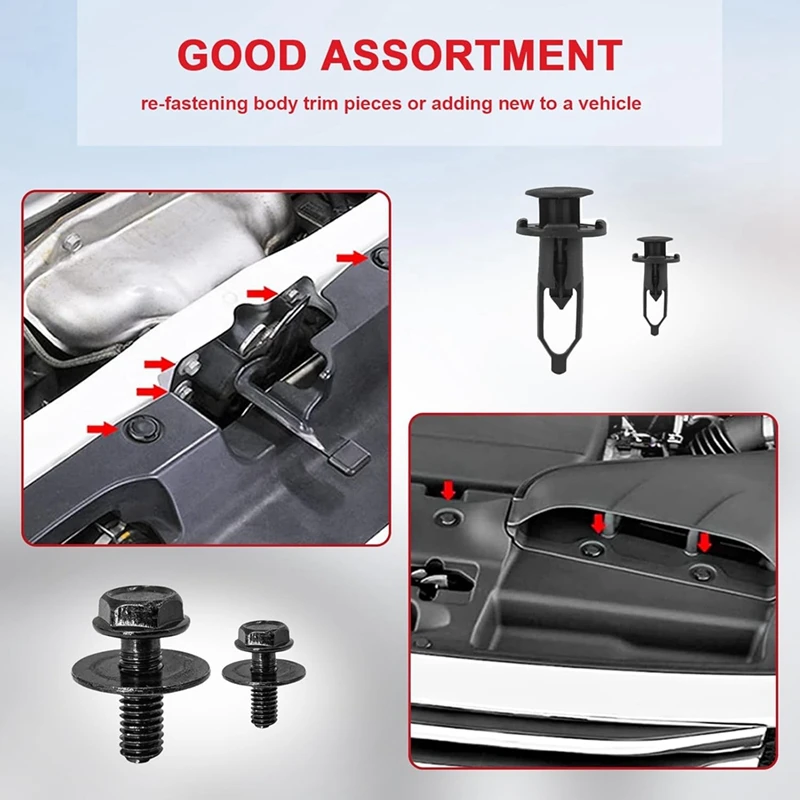 70 PCS Engine Under Cover Splash Shield Guard Body Bolts, Universal Bumper Liner Push Fastener Rivet Clips