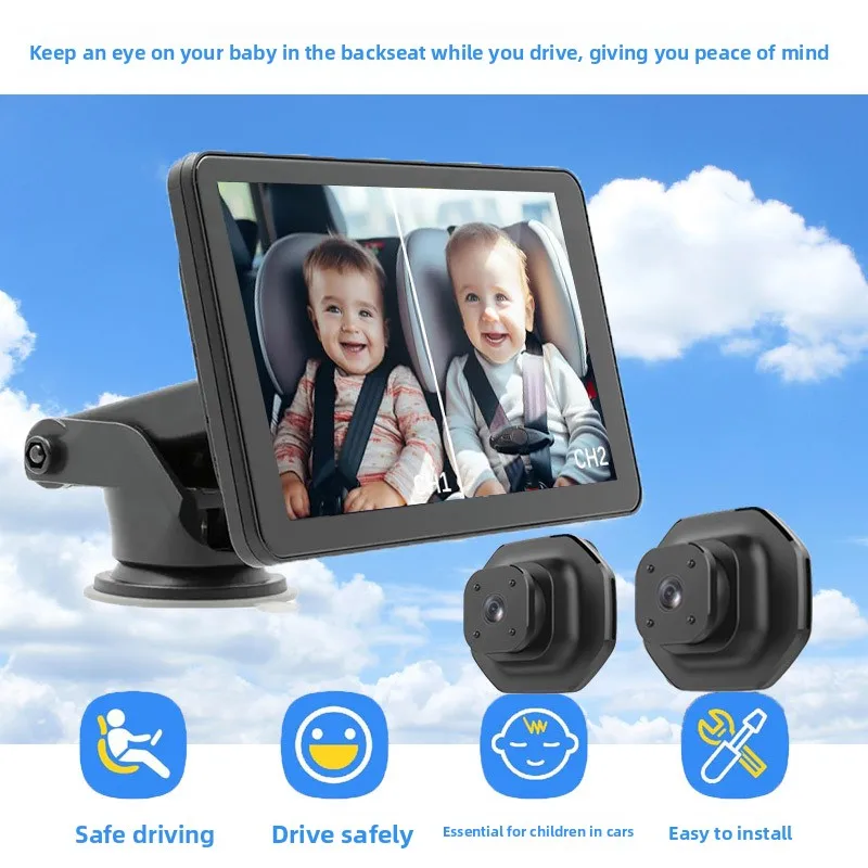 Baby Caregiver 5-inch Infrared Night Vision Camera Rear Seat Display in The Back Row of The Car