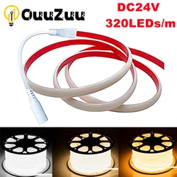 COB LED Strip Light DC24V IP68 Waterproof CRI90 Flexible LED Tape 320LEDs/m Silicone Tube High Density Liner LED Strip lamp