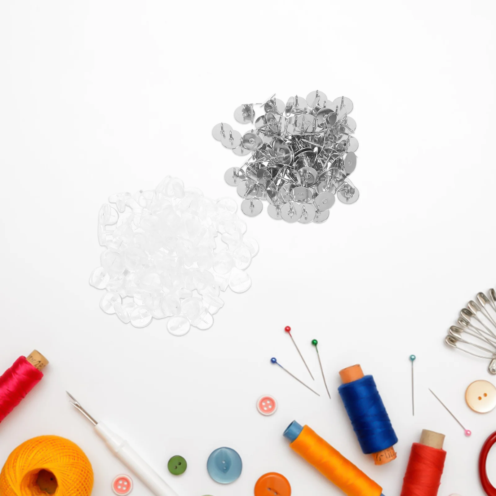 

100 Sets Jewelry Supplies Pin Backs Rubber Clutch Locking Keepers Fastening Accessories for DIY Brooch Badge Craft Making