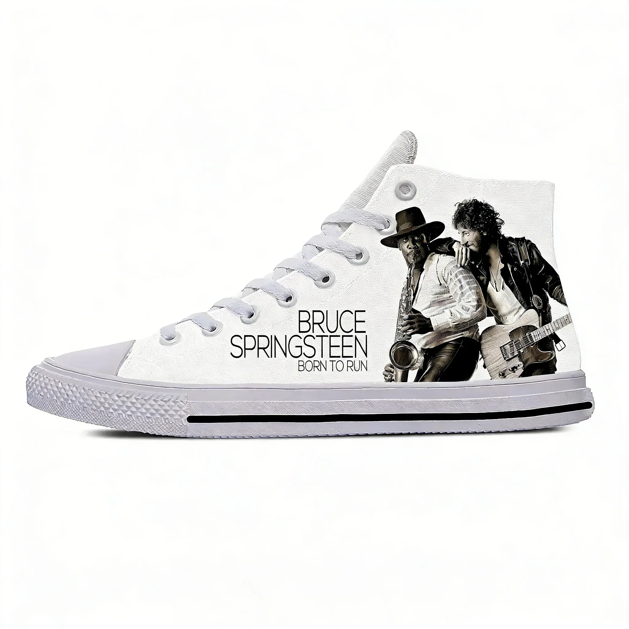 

Кроссовки Hot Born To Run High Top, мужские, женские, подростковые, повседневные, из ткани, легкие, для бега, на заказ, в стиле Брюса Спрингстина
