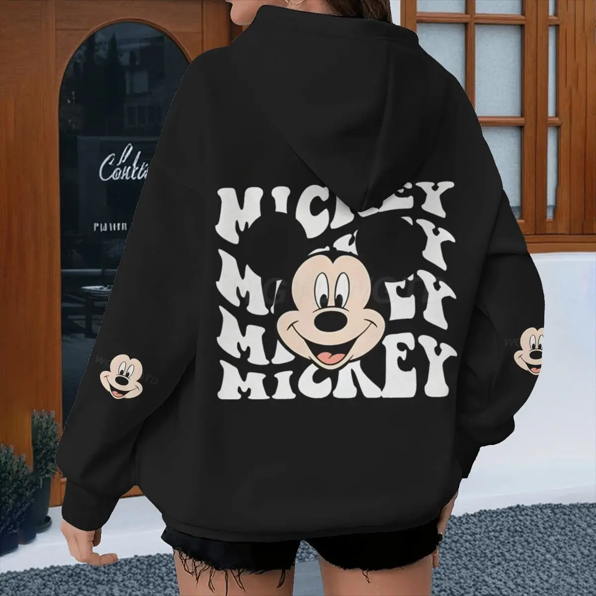 เสื้อฮู้ดขนแกะลายมิกกี้เมาส์สำหรับผู้หญิง แฟชั่นตัวละครอนิเมะ Y2K ซูดาเดราส ฤดูใบไม้ผลิ ฤดูใบไม้ร่วง ดีไซน์มิกกี้เมาส์ เสื้อฮู้ดผู้หญิง