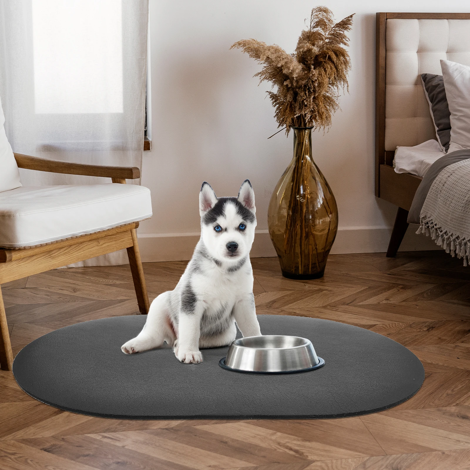 

Durable Pet Feeding Mat 30x40cm Absorbent Dog Water Bowl Mats Washable Placemats Mud Non Slip Food Pad Protect Floor