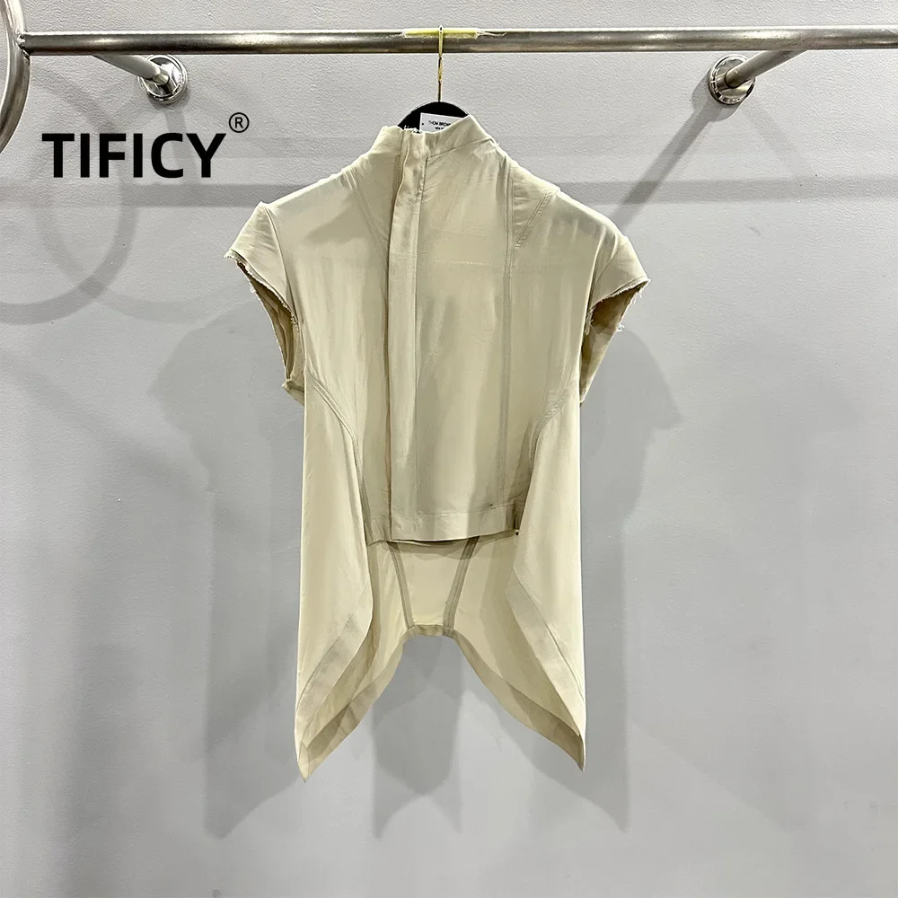 TIFICY High Street Tees Women's Light Luxury Style Lightweight Fabric Zipper Sleeveless Tailcoat Jacket Small Coat Tanks Tops