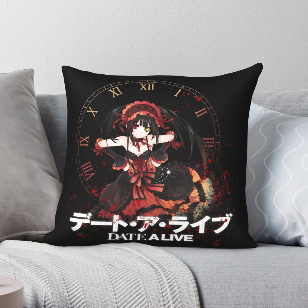 Kurumi Tokisaki Date A Live Pillowcase Polyester Linen Velvet Printed Zip Decor Pillow Case Sofa Cushion Cover