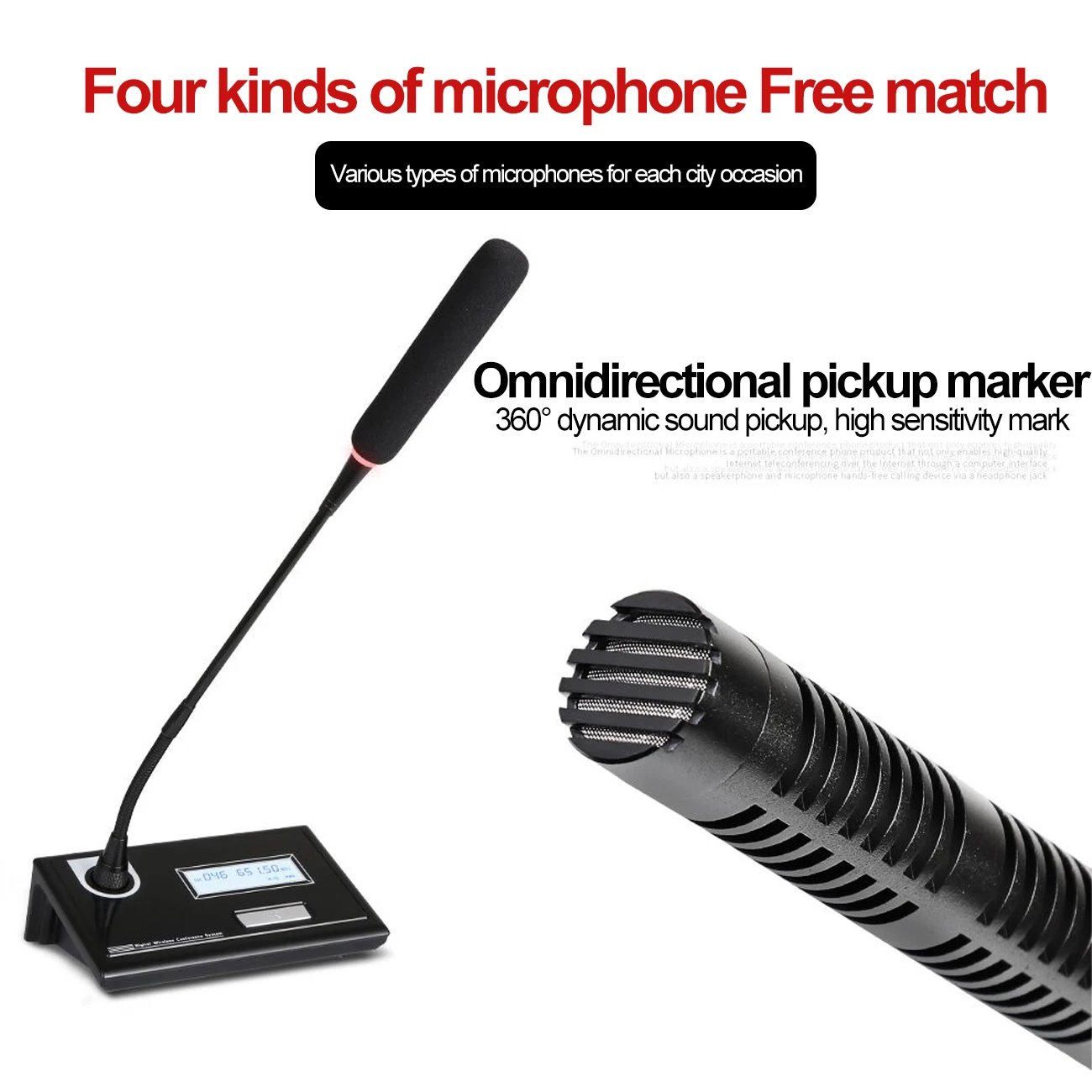 DR998 ميكروفون لاسلكي مكثف لسطح المكتب الاحترافي لغرفة الاجتماعات