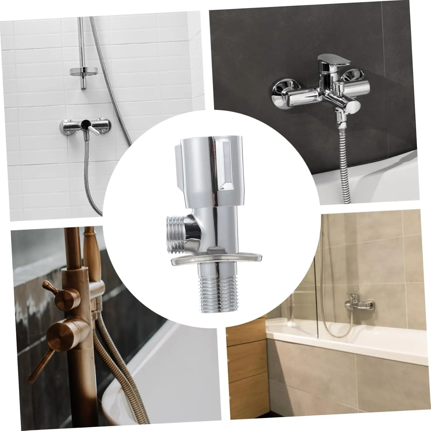 Angle Stop Valve Water Shut Off Valve, G1/2in Copper Triangular Thickened Design Leak for Home Use, Bathroom & Kitchen Accessory