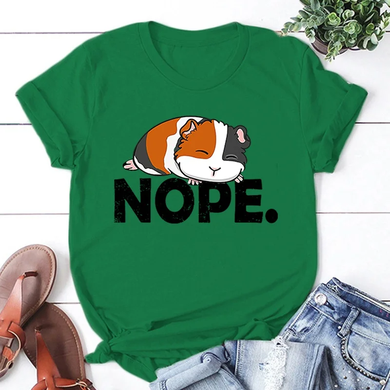 Guinea Pig Nope Printing T-Shirt Women Men Summer Tees Round Neck T-Shirt