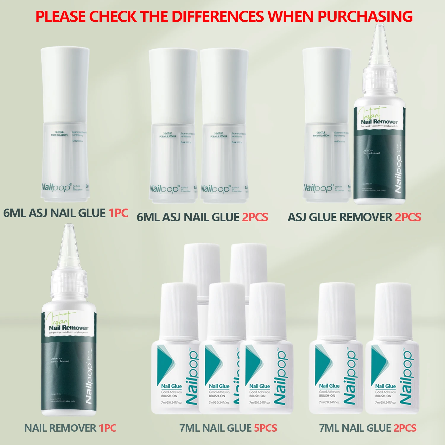 Nailpop Professional Nail Adhesive 6ml Low Odor Non-Toxic Eco-Friendly Formula Press On Nail Bonding Glue Salon Grade 1/2pc - Detail 1
