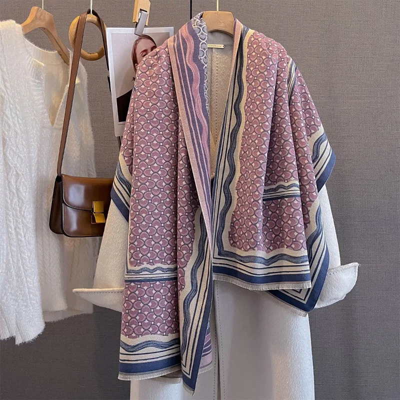 

Versatile Imitation Cashmere Jacquard Scarf for Women, Large Shawl for Autumn and Winter, Warm and Thickened Contrasting Scarf
