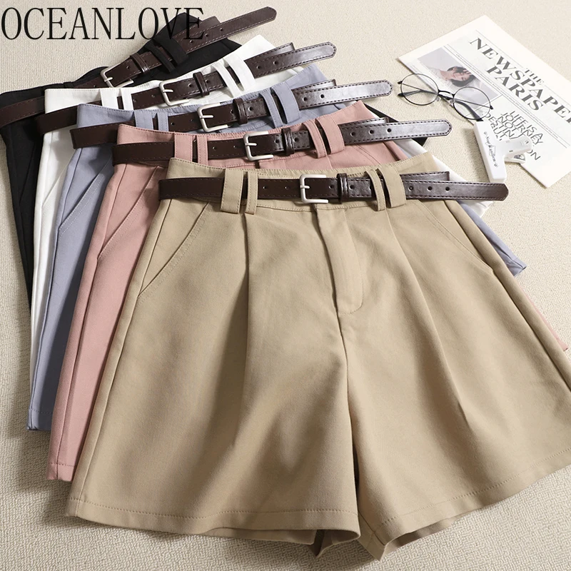 

OCEANLOVE Women Shorts Solid A-line Spring Summer Casual Simple Mujer High Waist Korean Fashion Basics Pantalones Cortos