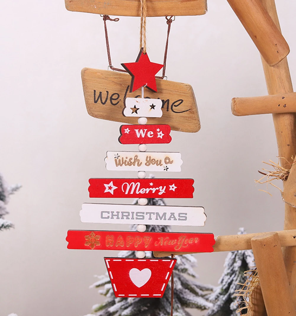 Christmas Decoration Wooden Pendant Xmas Tree Hanging Ornaments for Home Christmas Party Decor Navidad Gift New Year Accessories