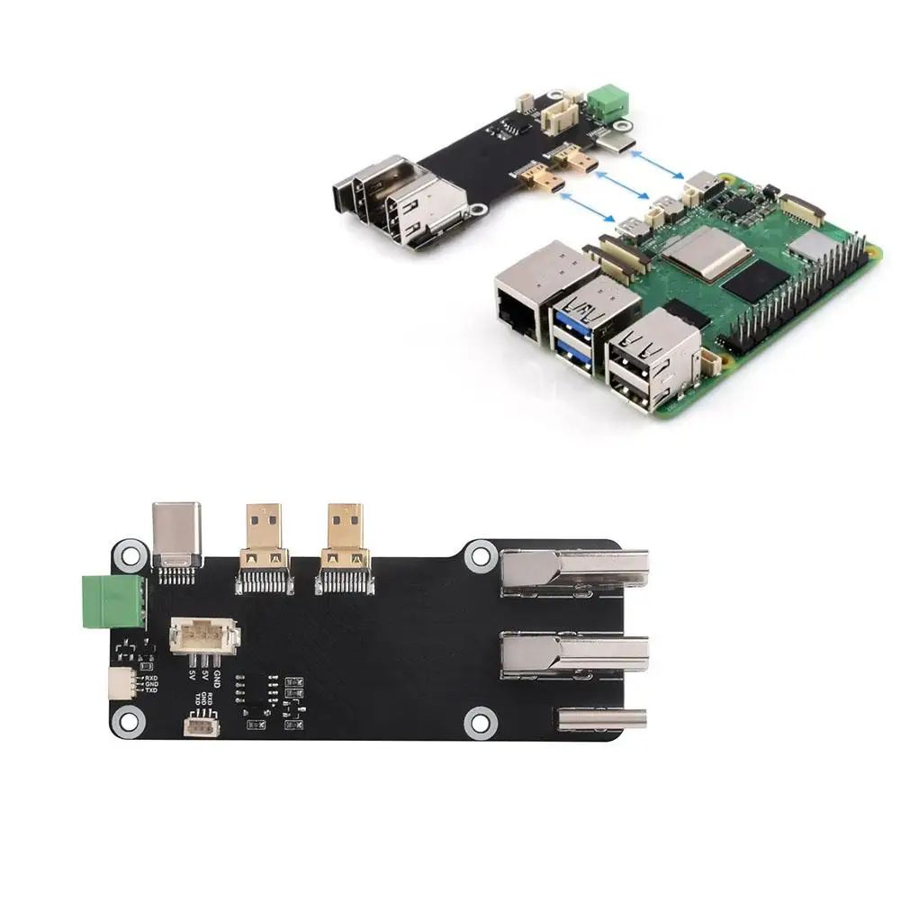 Untuk Raspberry Pi 5/4b mikro ke konversi penuh Output kartu aksesoris pengembangan 4k Dual Board Typec dukungan Expans M8g1