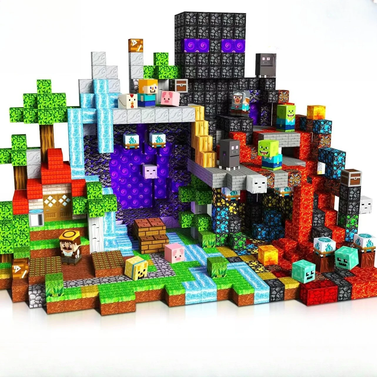 10-500PCS Magnetische Bouwstenen Speelgoed DIY Magneet Set Bricks Mini Wereld STEM Bouw Kinderen Educatief Zintuiglijke Outdoor speelgoed