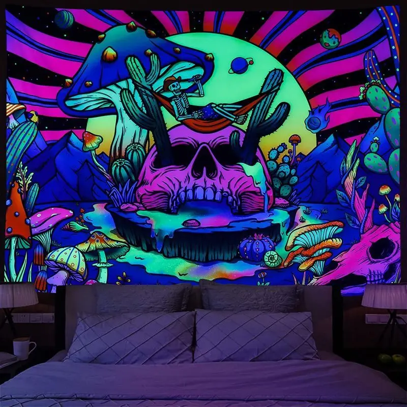 VIKAMA Psychedelic Neon Animal Tapestry Atmosphere Wall Hanging Bedroom e-Sports Room Decoration Party Decoration