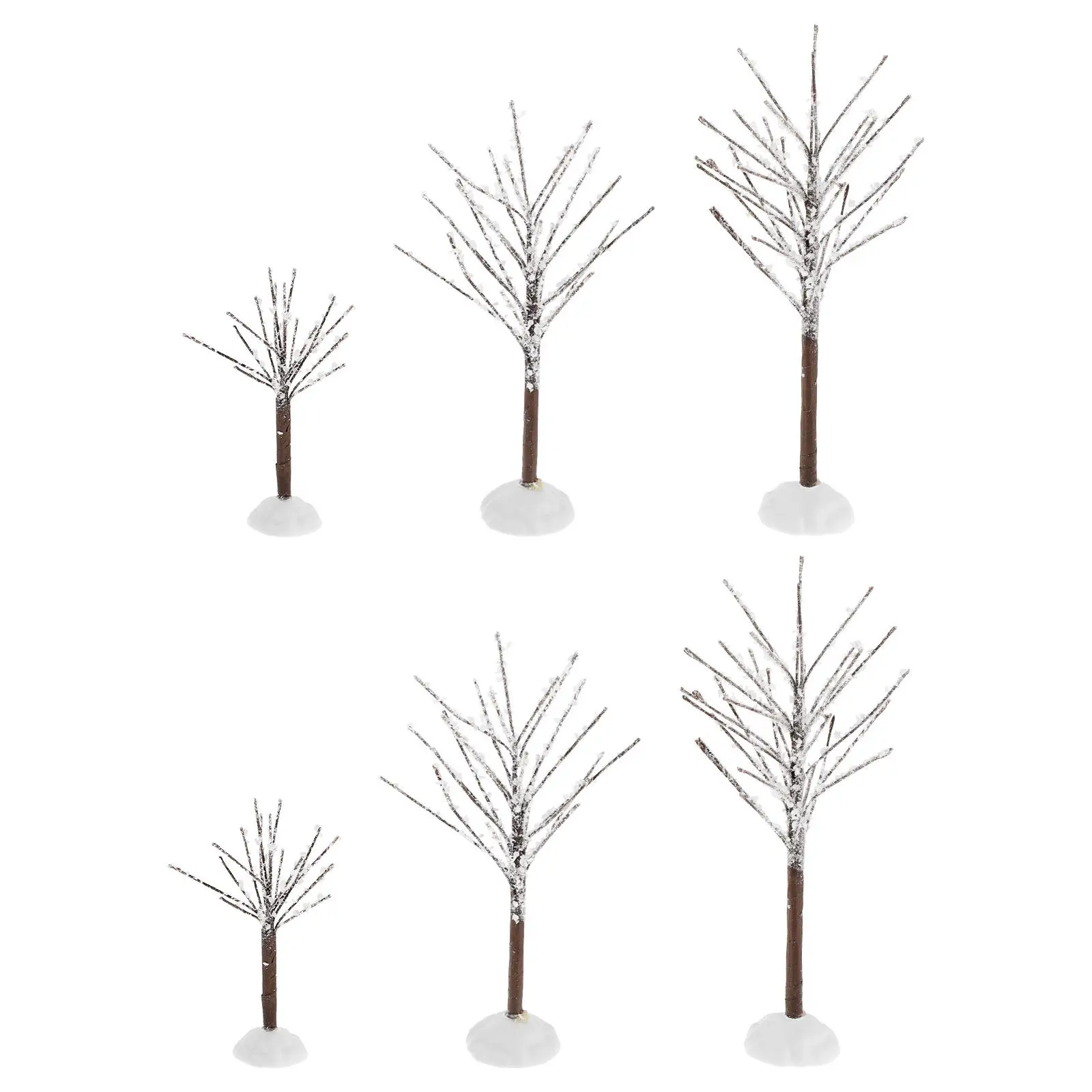 

6Pcs Mini Snow Frost Trees Realistic Detailing Miniature Winter Decorations Small Scenery Landscaping Supplies