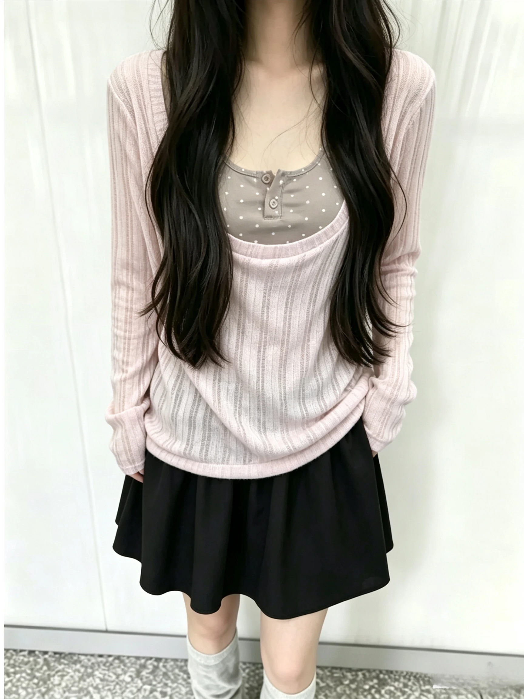 2026 Women Y2K Harajuku Fake Two‑Piece Long Sleeve T‑Shirt Korean Casual Slim Fit Hollow Out Sexy Chic Streetwear Tops Tees