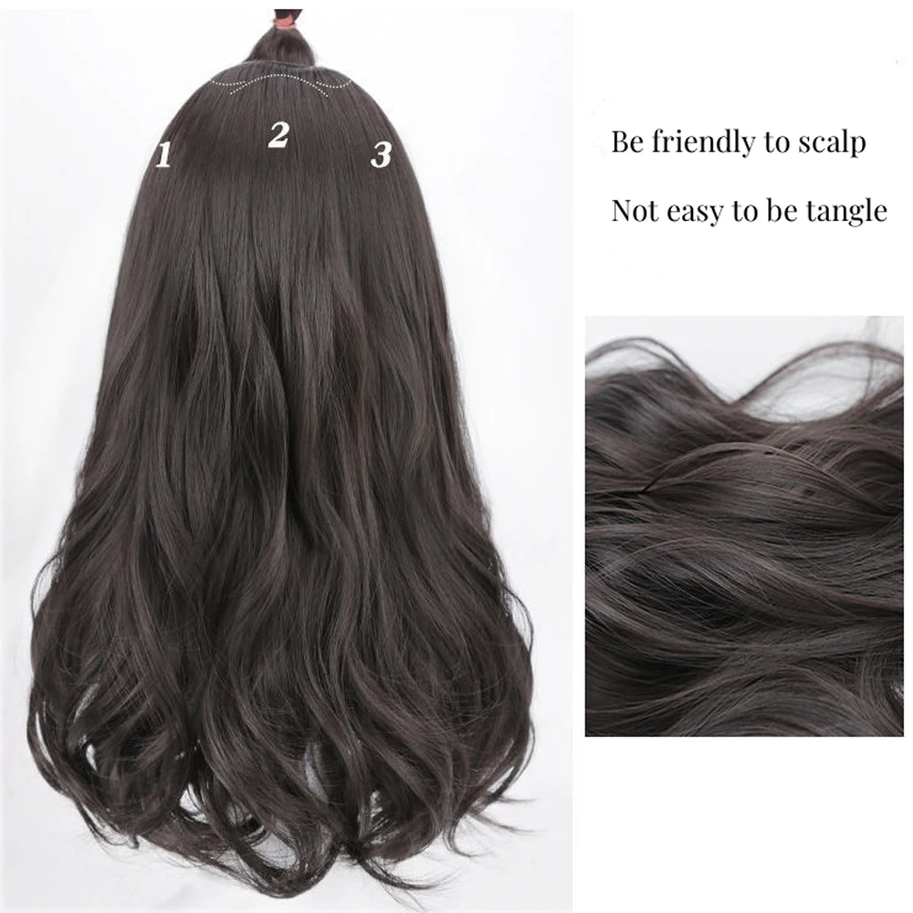 Clip in Synthetic Hair Extensions 3PCS Clip Ins Long Wavy Fiber Thick Hairpieces Natural Hair Extension full Head