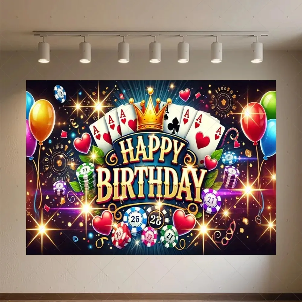 Casino Chip Poker Dice Theme Decoration Photography Background, Shining Poker Birthday Party Decoration Photography Background