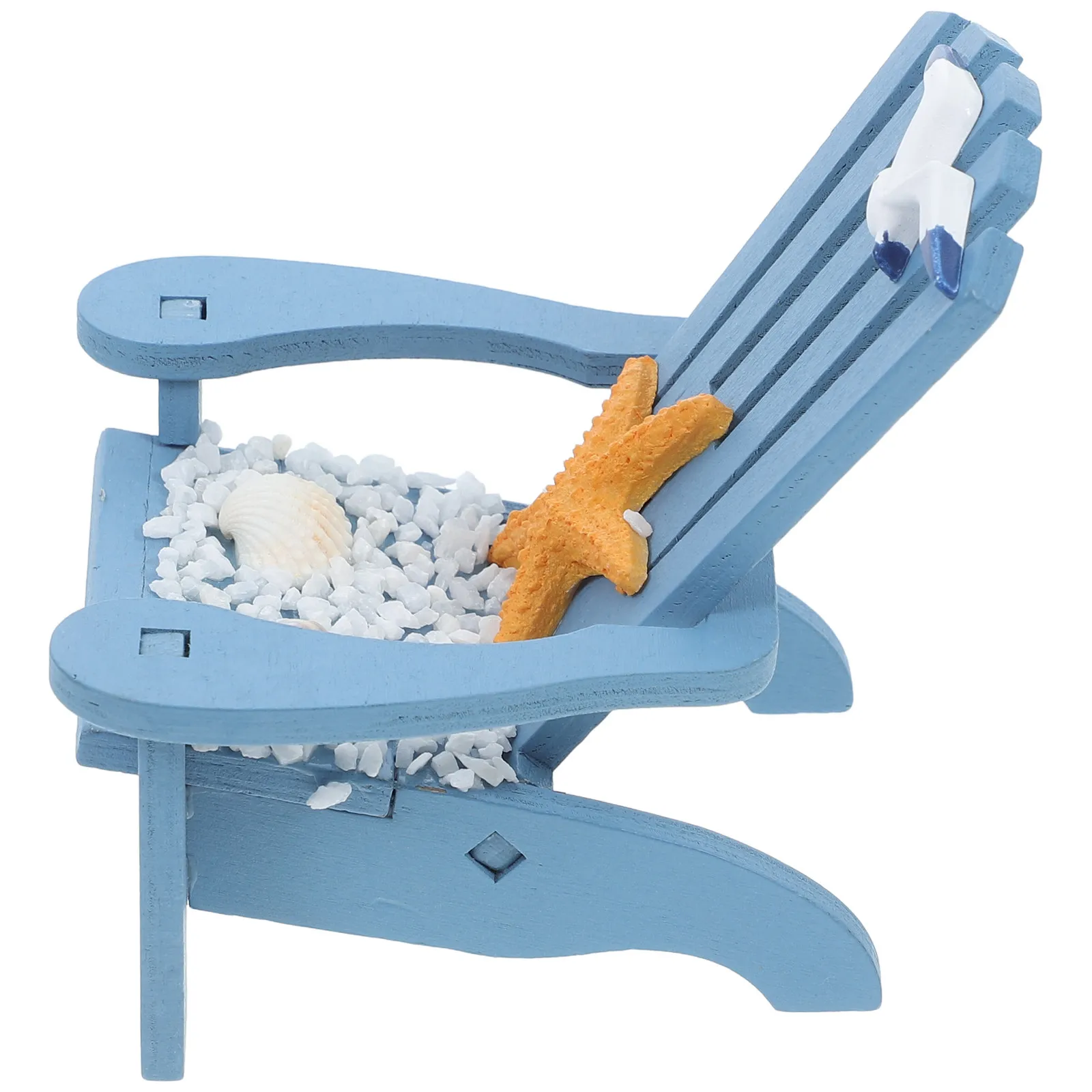 

Miniature Beach Chair Micro Landscape Ornament Small Coastal Nautical Decoration Mini House Chair for Desk Shelf Aesthetic Room