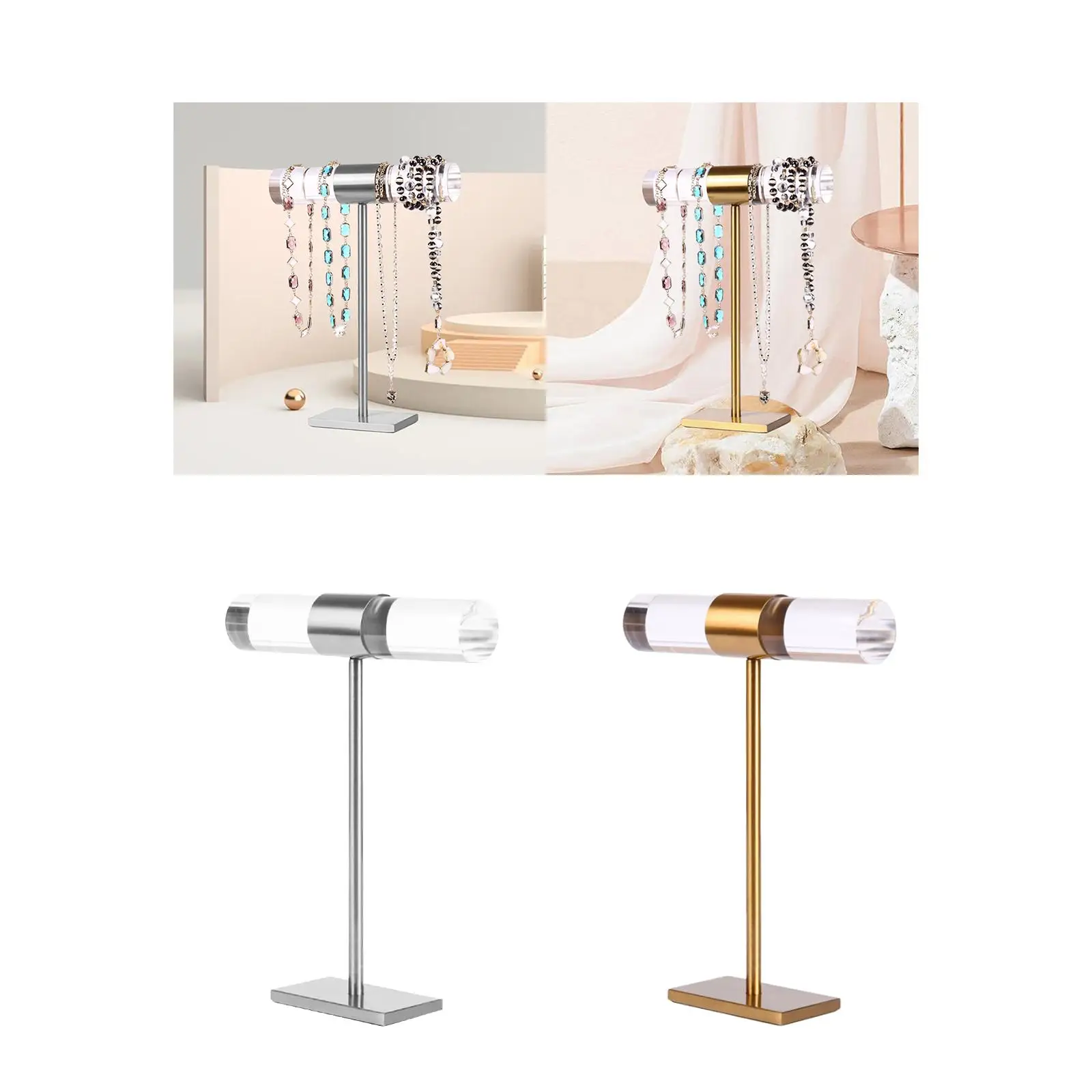 

Jewelry Display Stand Necklace Holder Stainless Steel Decoration Metal Necklaces Bracelets Stand Multipurpose Jewelry Organizer