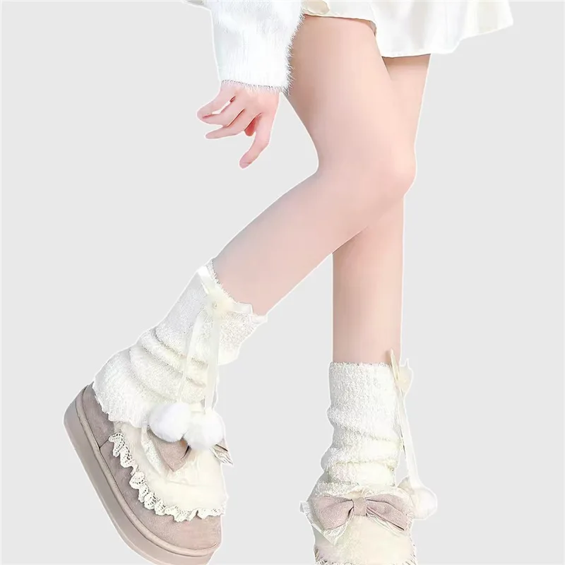 Coral Rong Socks for Women Spring & Fall Pile Lolita Wool Jk Socks Cute Cinnamon Dog Girl Fall and Winterheattech Leggings
