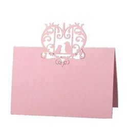 10pcs Laser Cut Bird Reception Table Card White Pink Gold Wedding Place Cards Wholesale for Party Business Meeting Desk Decor