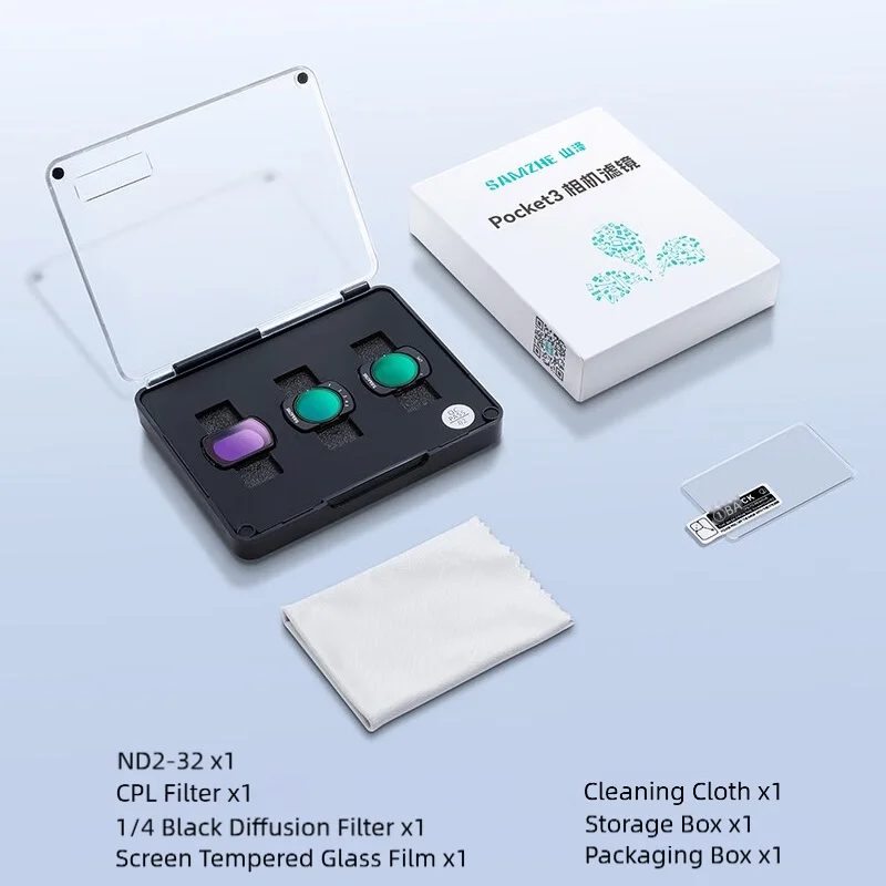 SAMZHE Lensfilterset voor DJI Pocket 4 & 3 CPL ND32 Zwart Diffusie Magnetische Attractie Lensfilter Actiecamera Accessoires